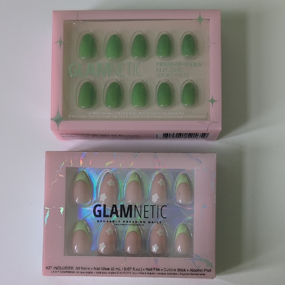 Glamnetic Green and Nude Press-On Nails Set